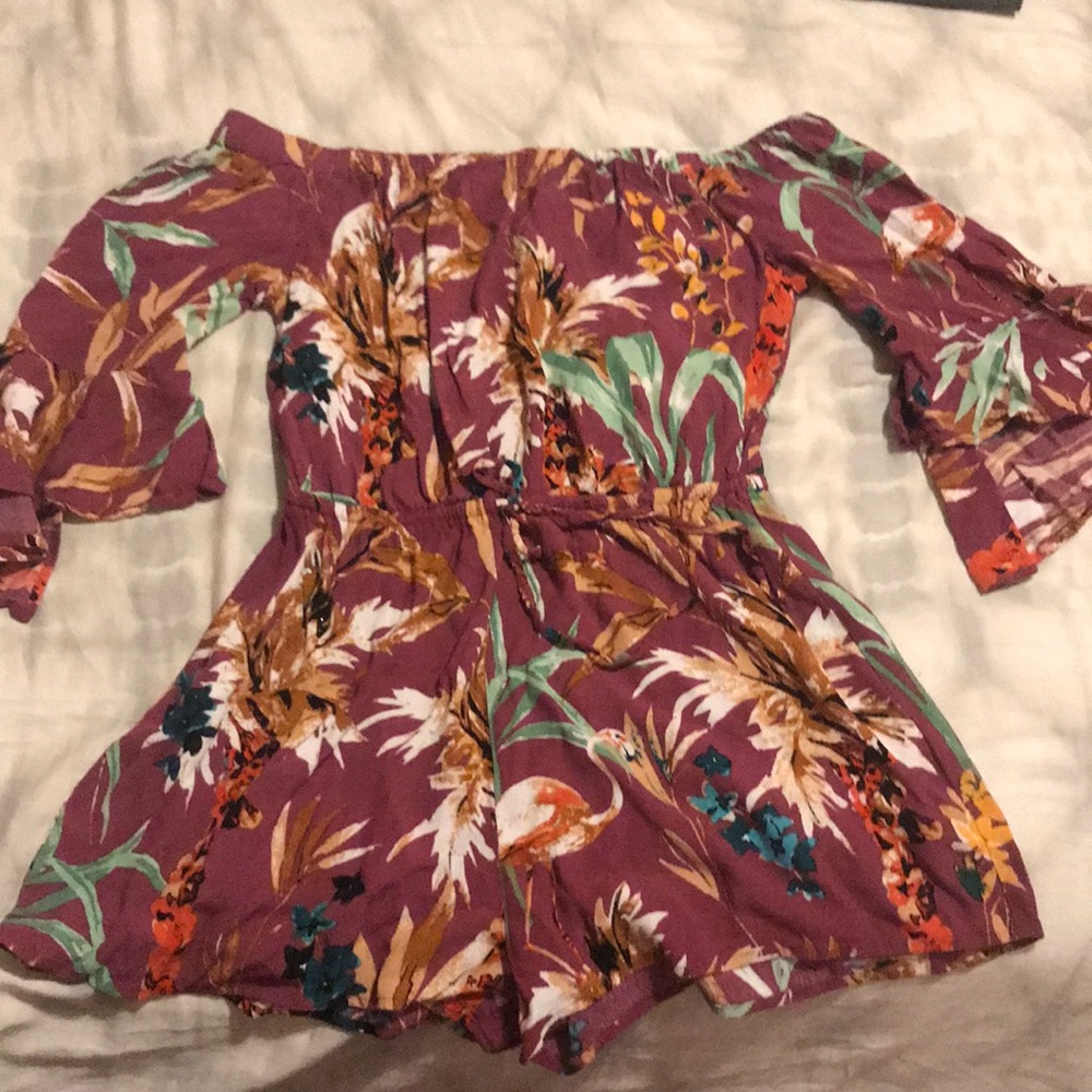 Floral Off The Shoulder Bell Sleeve Romper